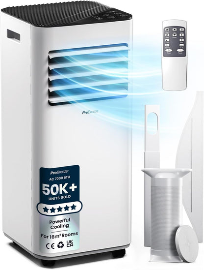 7000 BTU Portable Air Conditioner with Dehumidifier, Sleep Mode & Remote Control