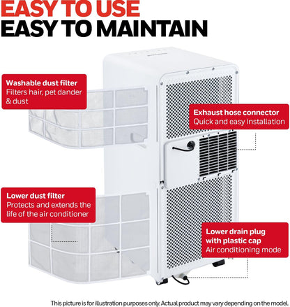 9000 BTU Portable Air Conditioner with Dehumidifier, Fan Mode & Remote Control