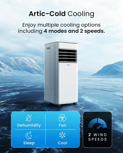 7000 BTU Portable Air Conditioner with Dehumidifier, Sleep Mode & Remote Control