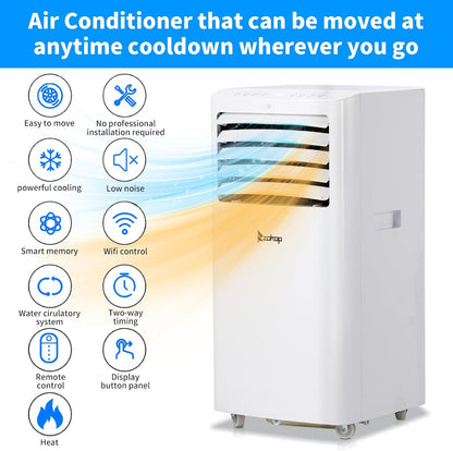 12000 BTU Portable Air Conditioner with Heating, Dehumidifier, WiFi & Remote Control